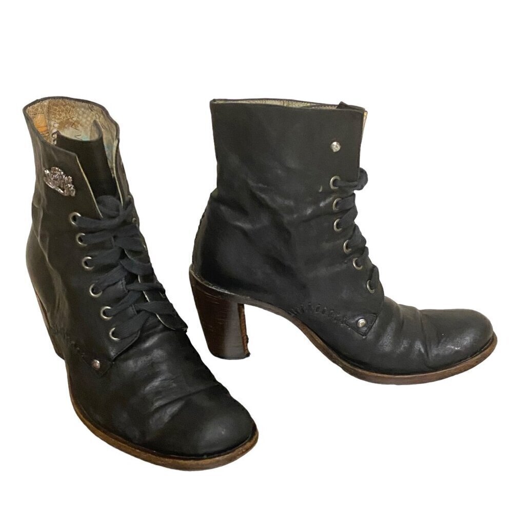 Siren by Mark Nason Black Leather Ankle Boots Size 6 - Picture 3 of 8